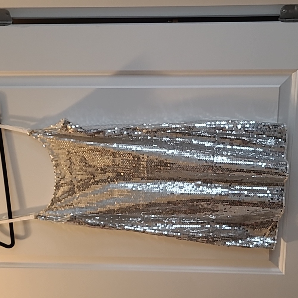 NWT Free People Silver Sequin Dress
